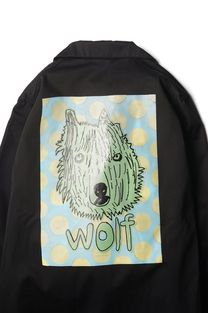 Hand Printed Spring Coat Wolf BLACK M size ※１点モノ